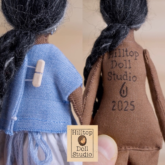 Mini Fabric Doll "Ava" Handcrafted Textile Cloth Heirloom Primitive Doll - Picture 8 of 8